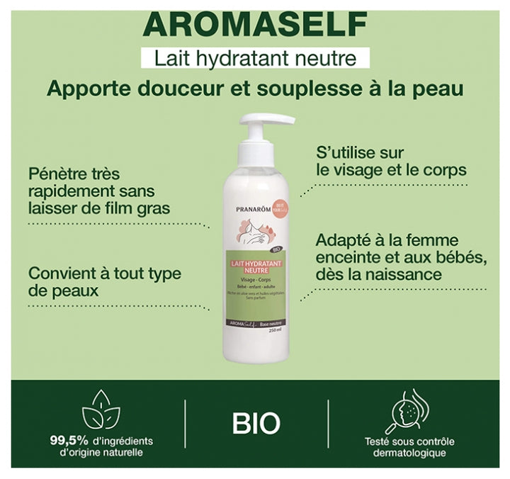 Pranarôm Aromaself Organic Neutral Moisturising Milk Face, Body, Hands 250ml (8.45fl oz)