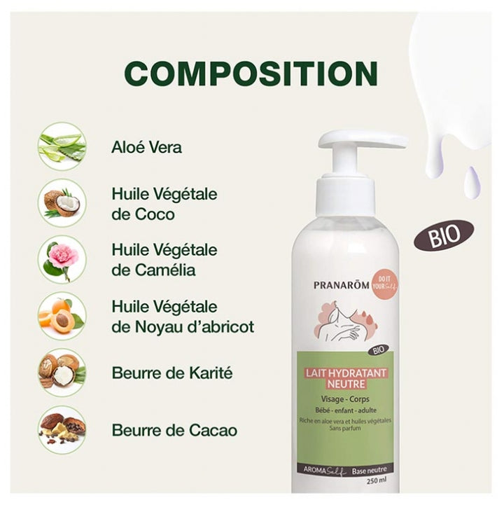 Pranarôm Aromaself Organic Neutral Moisturising Milk Face, Body, Hands 250ml (8.45fl oz)