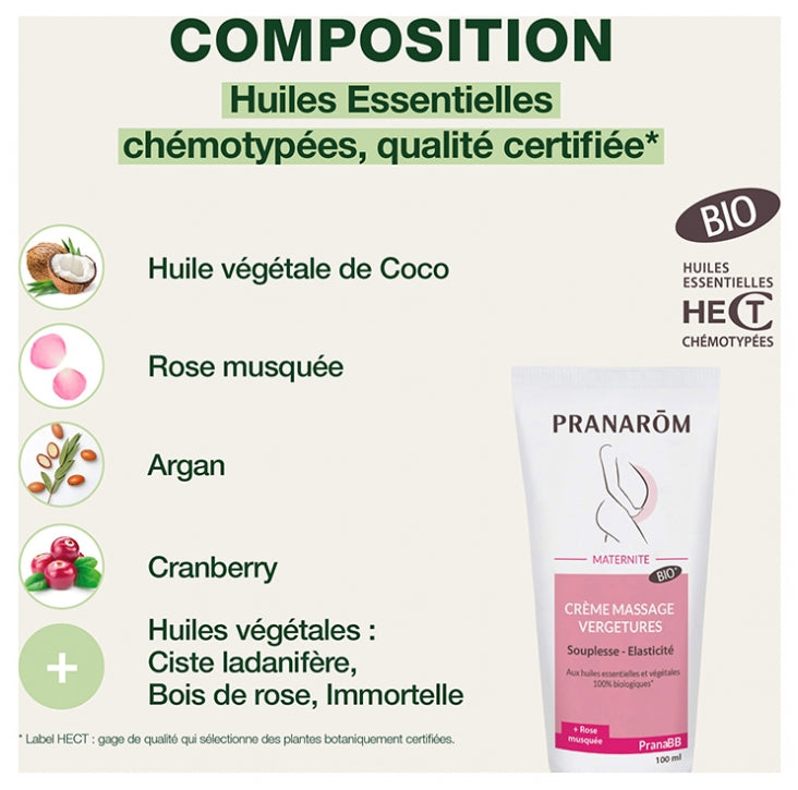 Pranarôm Pranabb Stretch Mark Massage Cream Flexibility and elasticity 100ml (3.38fl oz)