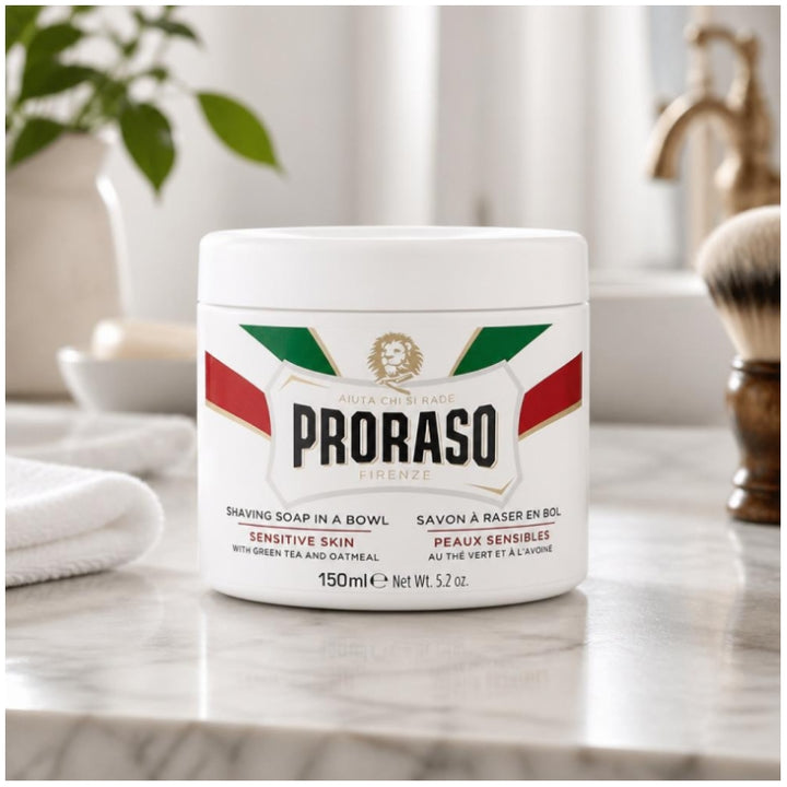 Proraso Shaving Soap In A Bowl White Line Sensitive Skins 150ml (5.07fl oz)