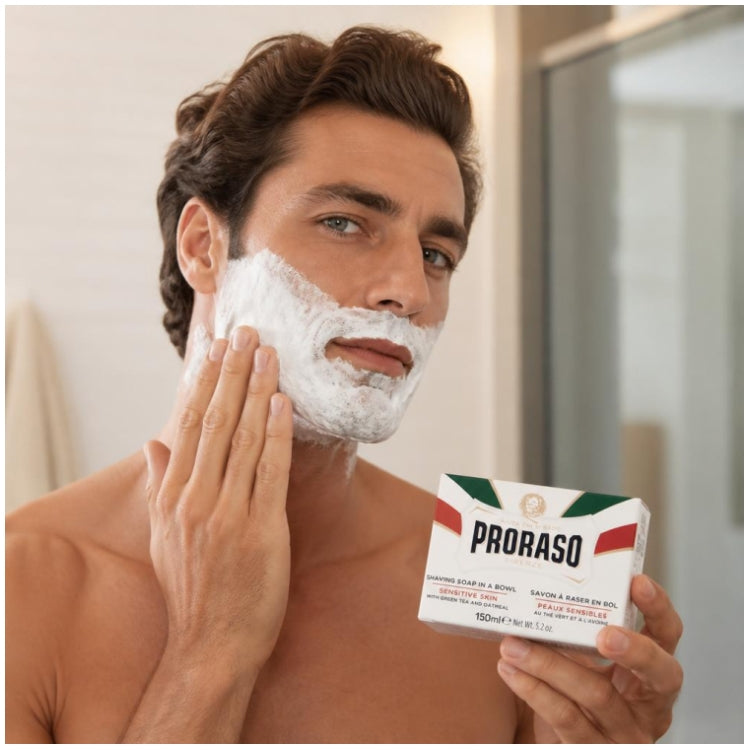 Proraso Shaving Soap In A Bowl White Line Sensitive Skins 150ml (5.07fl oz)