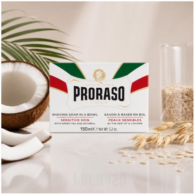 Proraso Shaving Soap In A Bowl White Line Sensitive Skins 150ml (5.07fl oz)