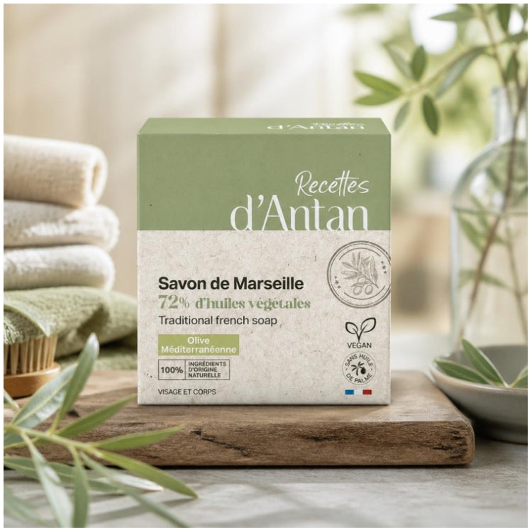 Recettes d'Antan Savon de Marseille à l'huile d'olive méditerranéenne 200 g