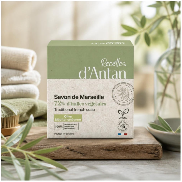 Recettes d'Antan Savon de Marseille à l'huile d'olive méditerranéenne 200 g