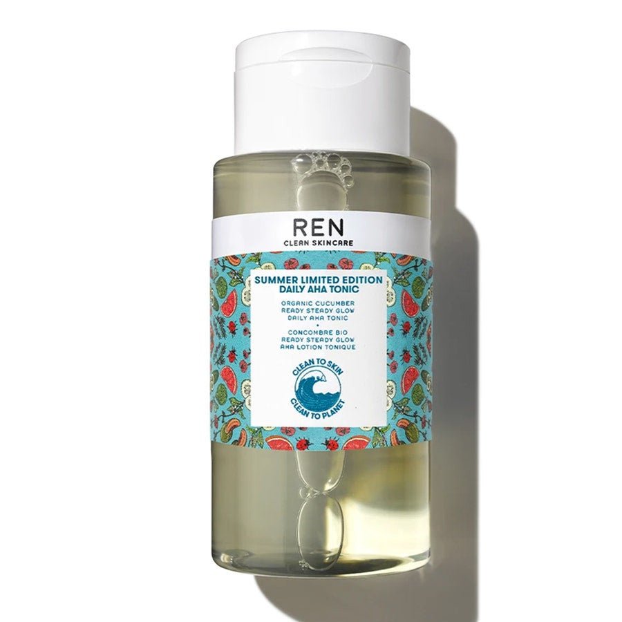 REN Clean Skincare AHA Tonic Summer Limited Edition Organic Cucumber 250ml (8.45fl oz) - FrenchBeautyHub