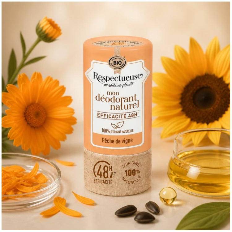 Respectueuse Natural 48-Stunden-Deostick mit Weinbergpfirsich-Duft 50 g
