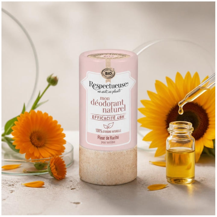 Respectueuse Mon Natural Deodorant 48h Organic Sensitive Skin Karité Flower Perfume 50g (1.76oz)