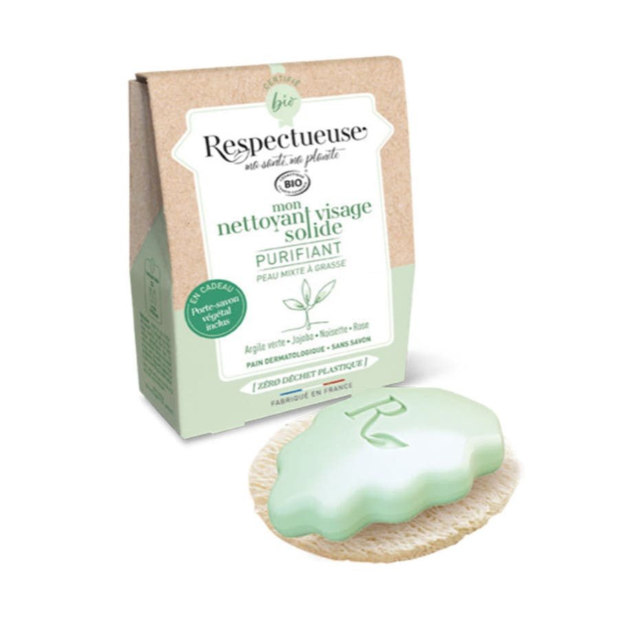 Respectueuse My organic Purifying Facial cleanser + free plant soap holder 35g (1.23 oz) - FrenchBeautyHub