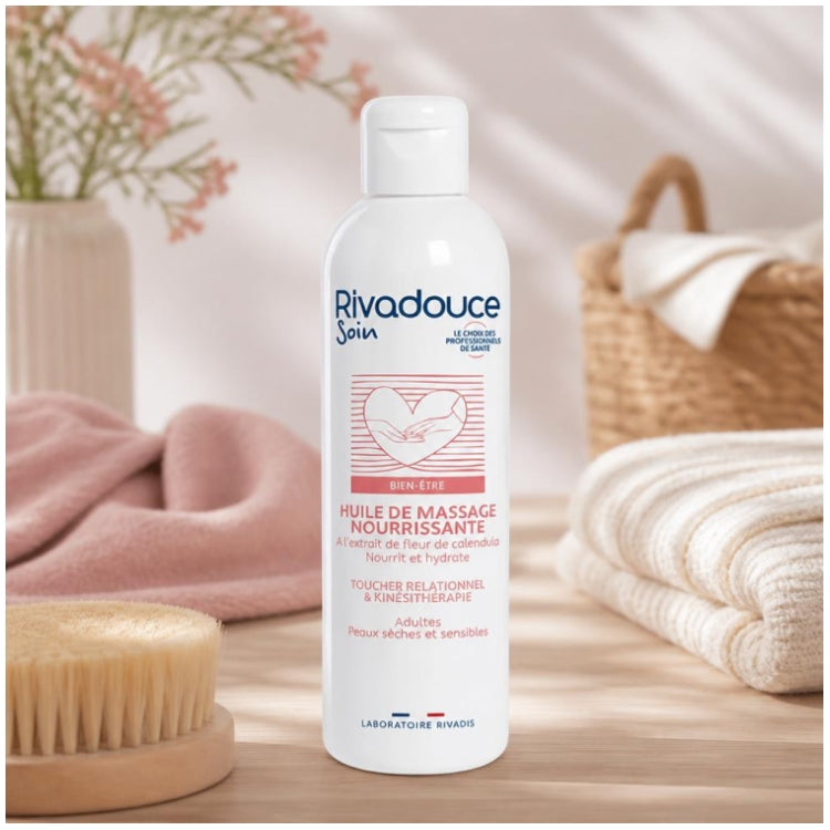 Rivadouce Soin Huile de massage nourrissante pour massage thérapeutique et de kinésithérapie 250 ml