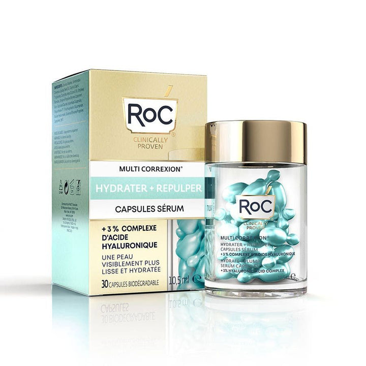 RoC Hydrate+ Plump Serum-Kapseln mit 3 % Hyaluronsäure-Komplex - 30 Kapseln - FrenchBeautyHub