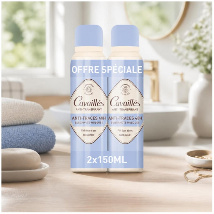 Cavaillès Absorb + Deodorant Absorb+ Anti-perspirant 48h 2x 300ml (10.14fl oz)