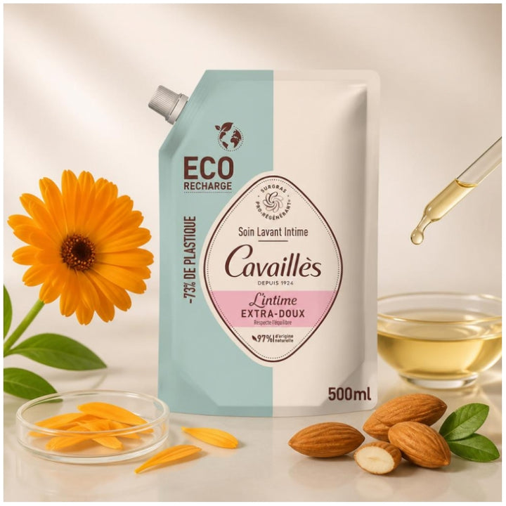 Cavaillès Intimate Dryness Eco Refill Ultra-soft Cleansing Care 500ml (16.91fl oz)