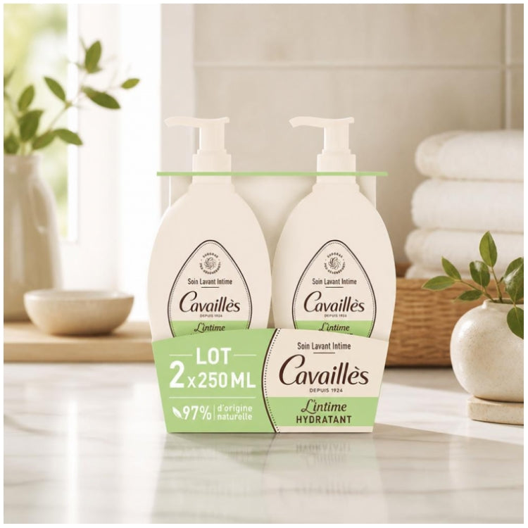 Cavaillès Intimate Dryness Extra Dry Skin Natural Intimate Care Sécheresse 250ml x2 (8.45fl oz x2)