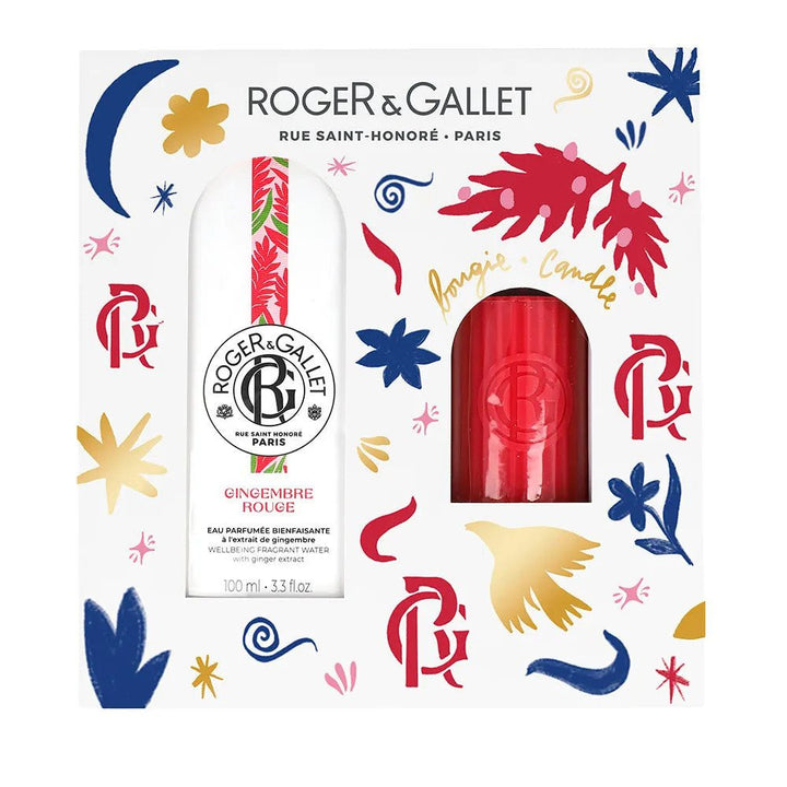 Roger & Gallet Gingembre Rouge Giftboxes Eau Bienfaisante 100ml + Perfumed Candle - FrenchBeautyHub