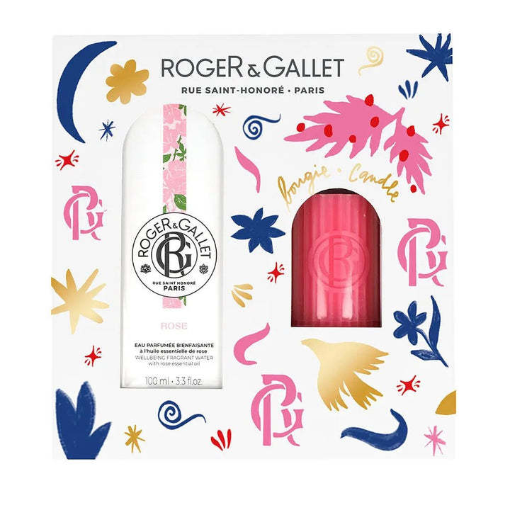 Roger & Gallet Rose Gift Set Eau Bienfaisante 100ml + Perfumed Candle - FrenchBeautyHub