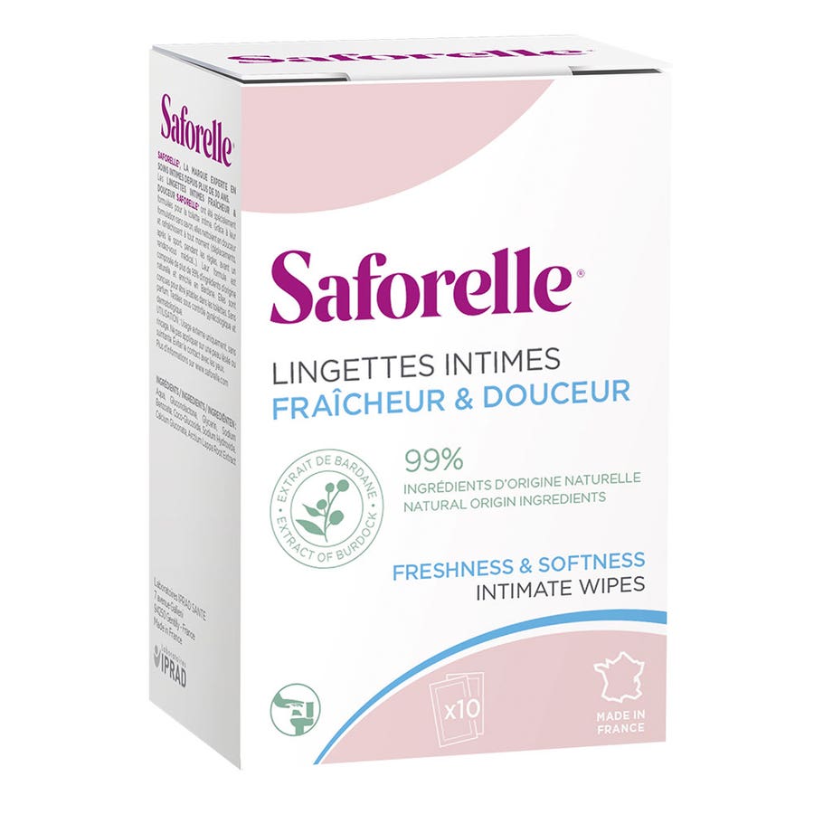 Saforelle Disposable Intima Wipes 10 Individual Sachets - FrenchBeautyHub