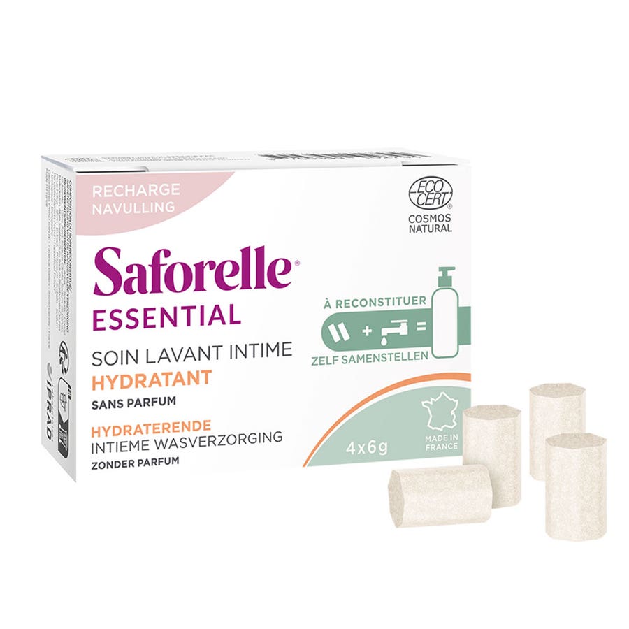 Saforelle Essential Refill Intime Washing Care Hydrating to Reconstitute 4 dilution sticks - FrenchBeautyHub