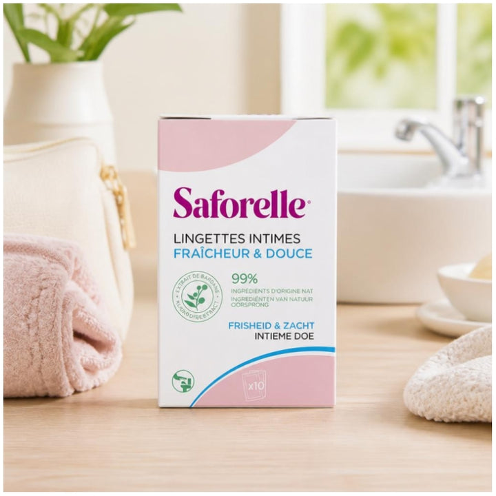 Saforelle مناديل Intima حميمة للاستعمال مرة واحدة 10 أكياس فردية