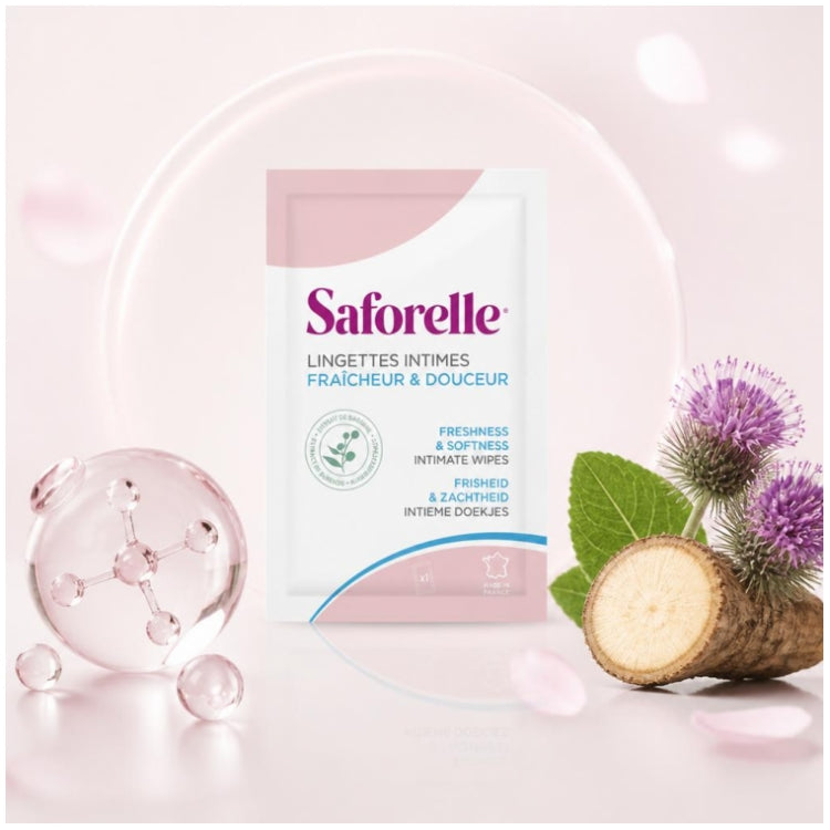 Saforelle مناديل Intima حميمة للاستعمال مرة واحدة 10 أكياس فردية