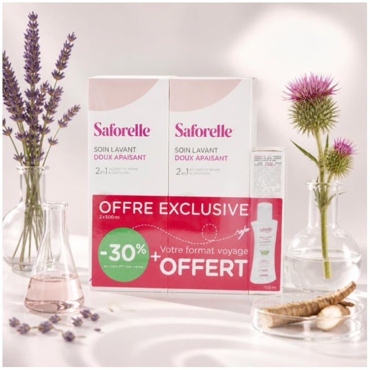 Saforelle Gentle cleansing wash for sensitive or irritated skin 2 x 500 ml (16.91fl oz)