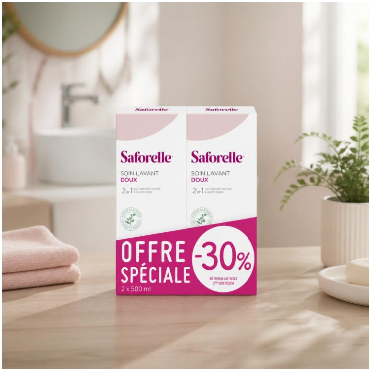 Saforelle Soap Free Intimate Cleanser With Burdock 500ml x2 (16.91fl oz x2)