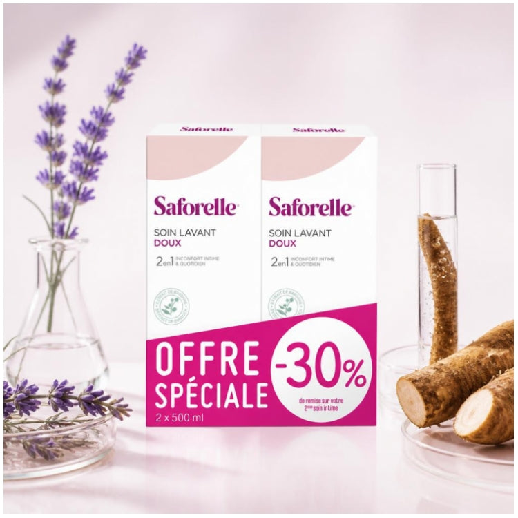 Saforelle Soap Free Intimate Cleanser With Burdock 500ml x2 (16.91fl oz x2)