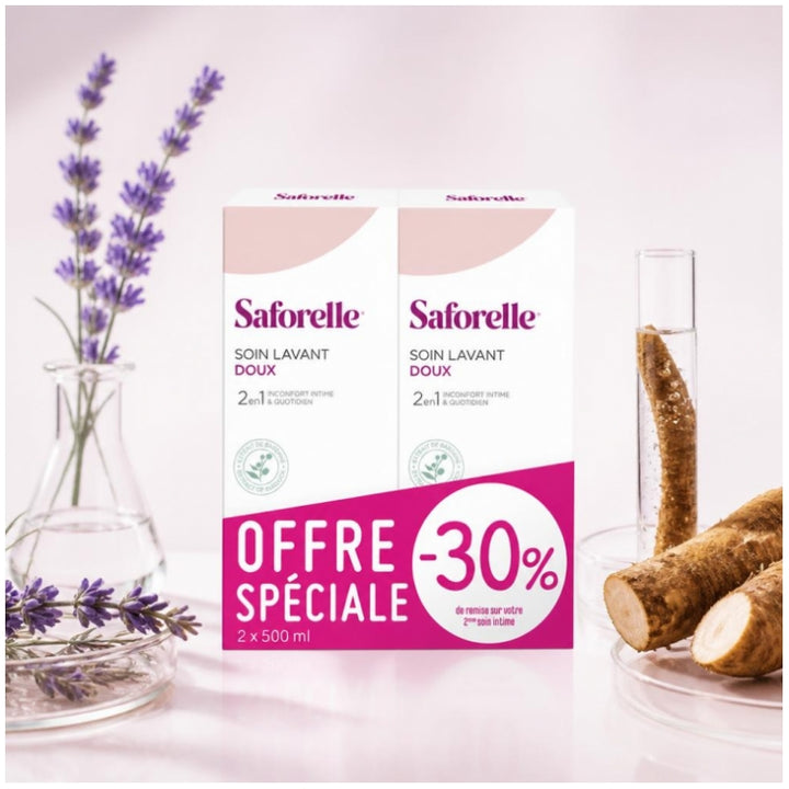 Saforelle Soap Free Intimate Cleanser With Burdock 500ml x2 (16.91fl oz x2)