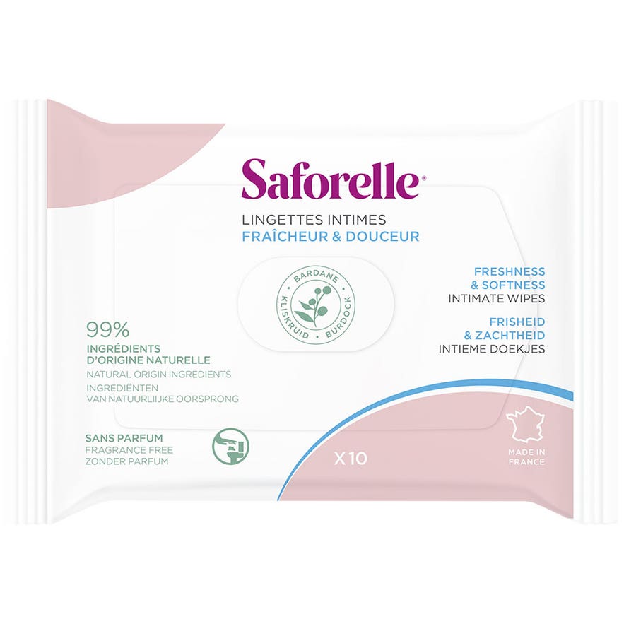 Saforelle Ultra Soft Female Wipes Format Poche x10 - FrenchBeautyHub