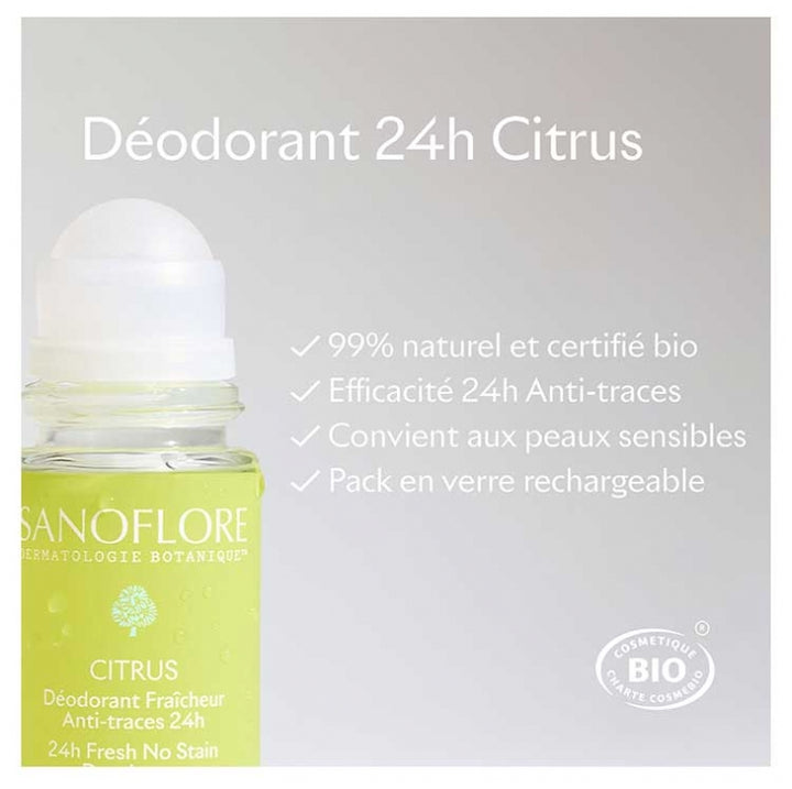 Sanoflore Deodorants مزيل عرق عضوي رول-أون 24 ساعة Vent De Citrus 2x 50ml