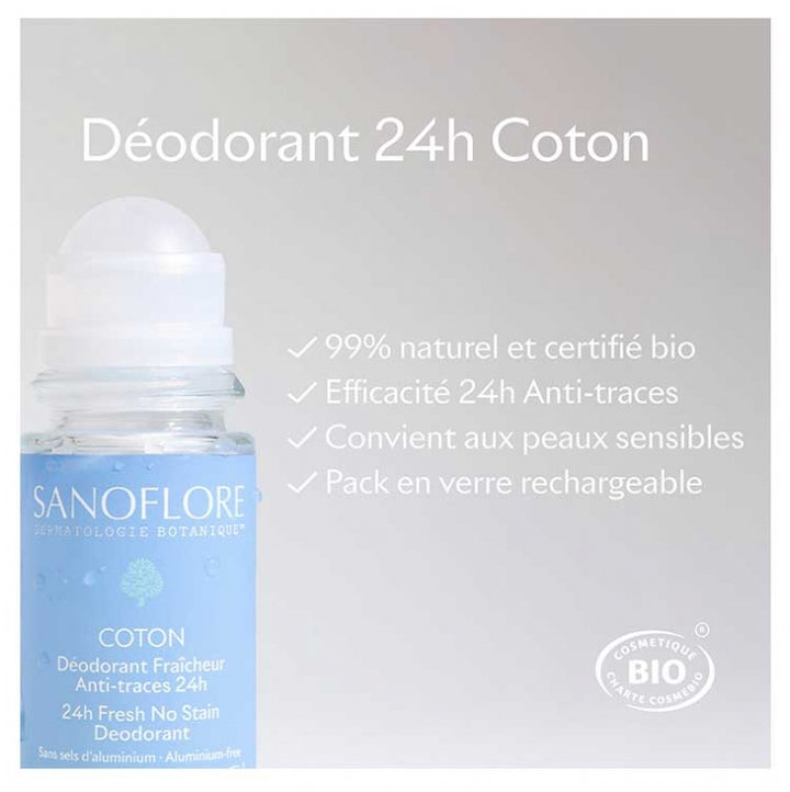 Sanoflore Deodorants 24h Organic Roll-On DUO Nuage De Fraicheur 2x 50ml (1.69fl oz)