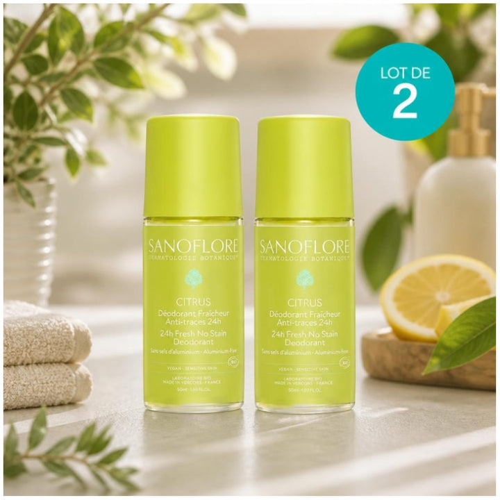 Sanoflore Deodorants مزيل عرق رول-أون بالحمضيات العضوية 24h 2 x 50 ml