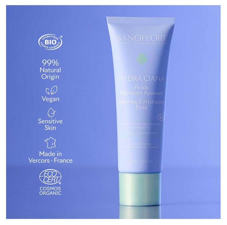 Sanoflore Hydra Ciana Fluido hidratante calmante 50 ml