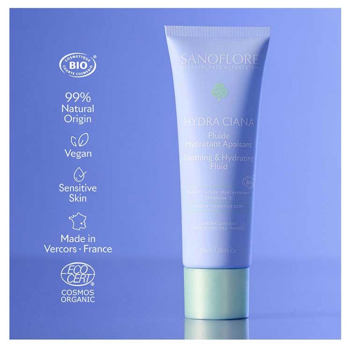 Sanoflore Hydra Ciana Fluido hidratante calmante 50 ml