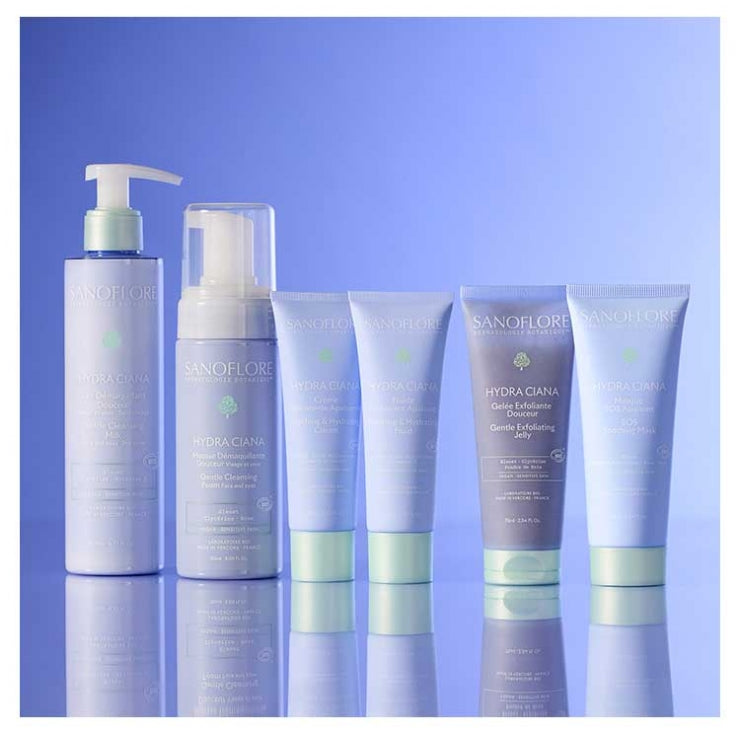 Sanoflore Hydra Ciana رغوة تنظيف لطيفة للعينين والوجه 150 ml