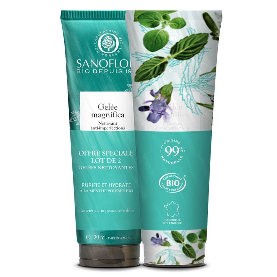 Sanoflore Magnifica Organic Purifying Cleansing Jelly 120ml x2 (4.05fl oz x2) - FrenchBeautyHub