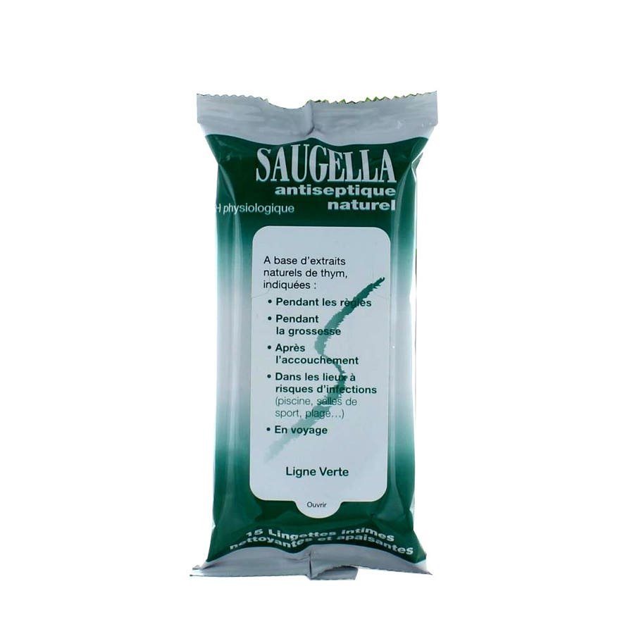 Saugella Antiseptic Natural Antiseptic 15 Intimate Wipes x15 - FrenchBeautyHub