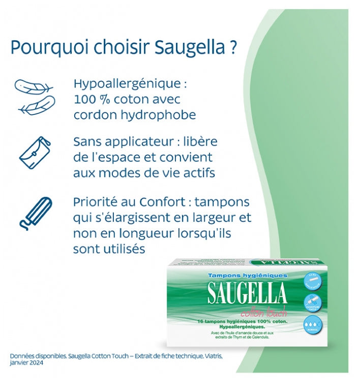 Saugella CottonTouch Normal flow tampons hypoallergenic 2 x 16 units