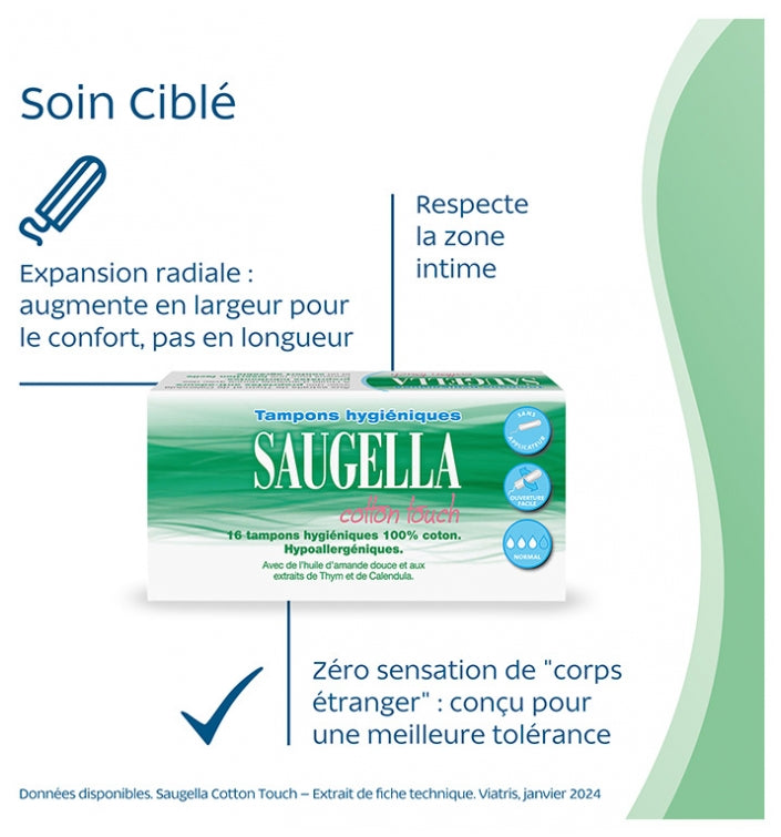 Saugella CottonTouch Normal flow tampons hypoallergenic 2 x 16 units