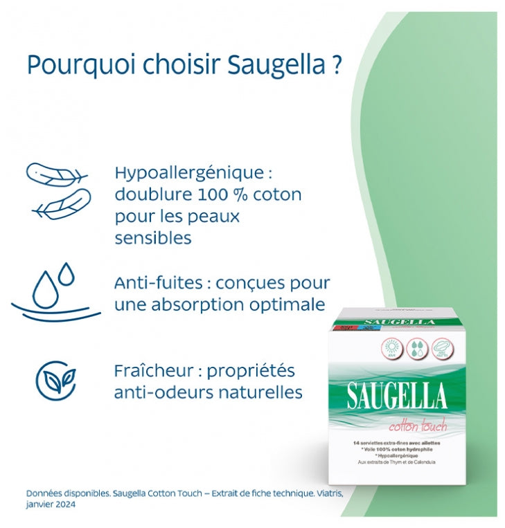 Saugella CottonTouch Cotton Touch Sanitary Towels 14towels 2x14