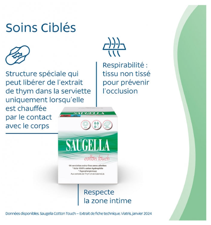 Saugella CottonTouch Cotton Touch Sanitary Towels 14towels 2x14