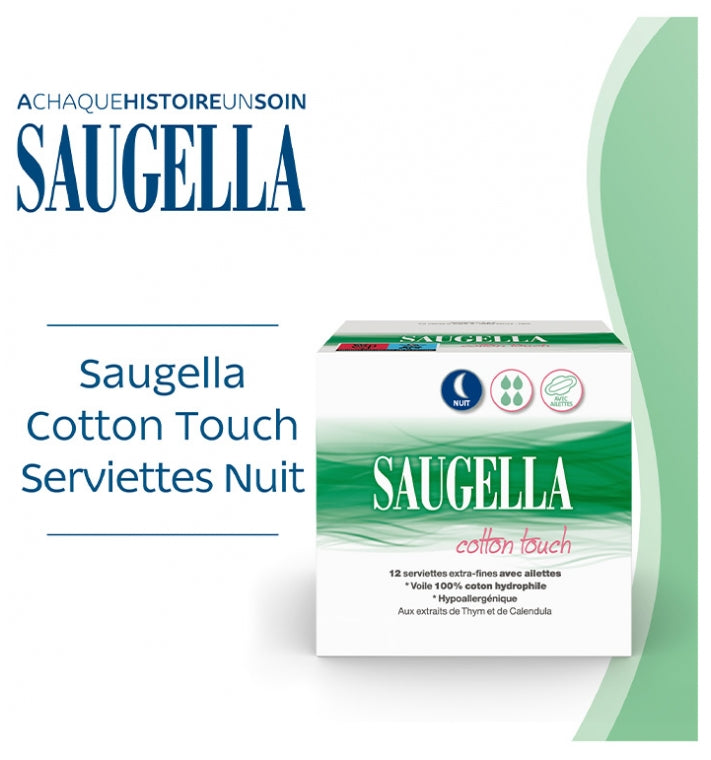 Saugella CottonTouch فوط صحية فائقة الرقة بأجنحة 2 x 12