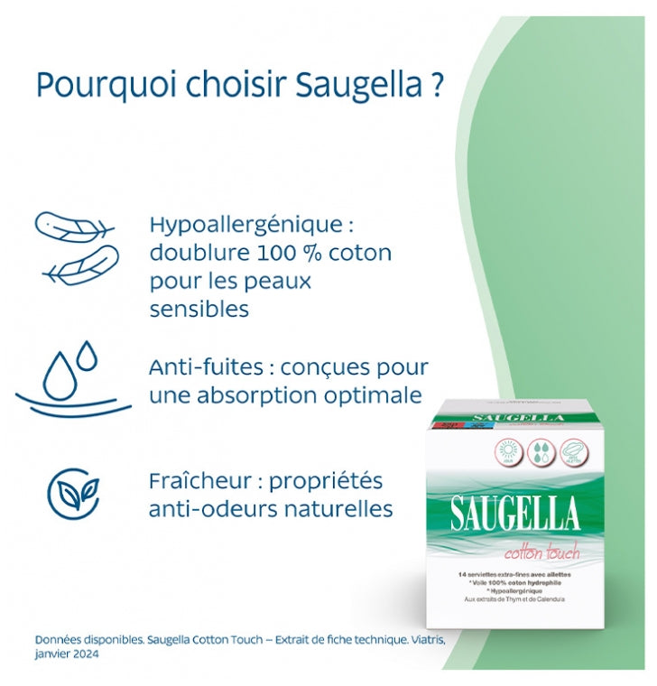 Saugella CottonTouch Cotton Touch Sanitary Towels 14towels x14