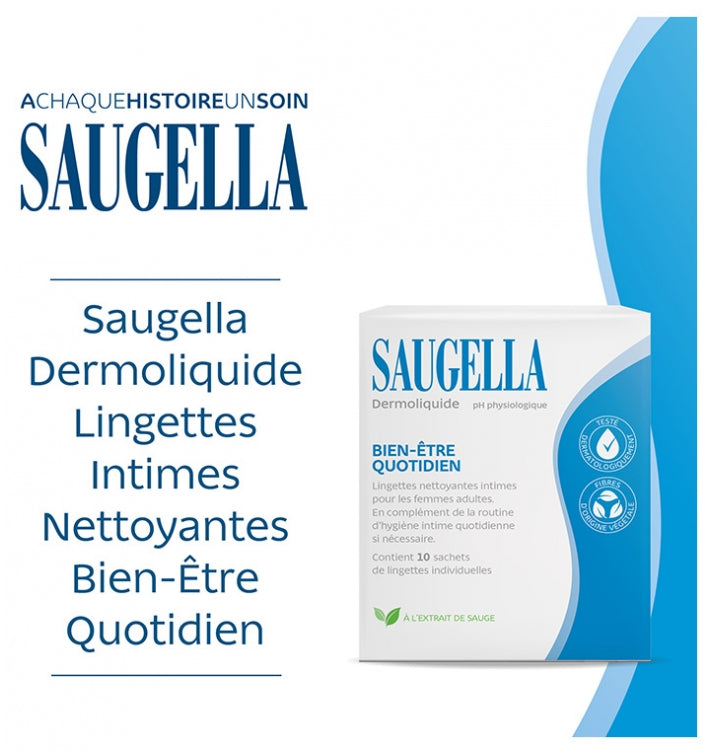 Saugella Dermoliquids Cleansing Wipes x10