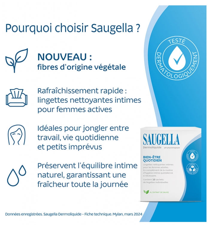Saugella Dermoliquids Cleansing Wipes x10