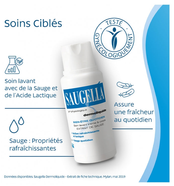 Saugella Dermoliquids Gentle Cleansing Care Intima & Body Cleansing 250ml x2 (8.45fl oz x2)