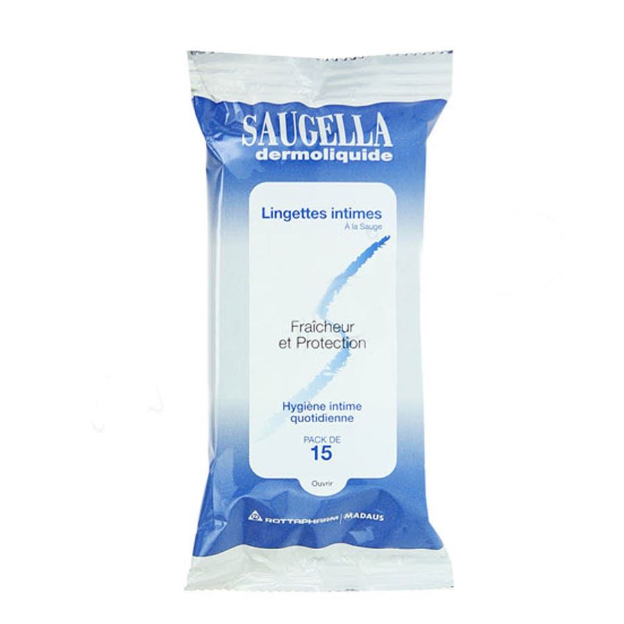 Saugella Dermoliquids Intimate Wet Wipes Pack Of 15 x15 - FrenchBeautyHub