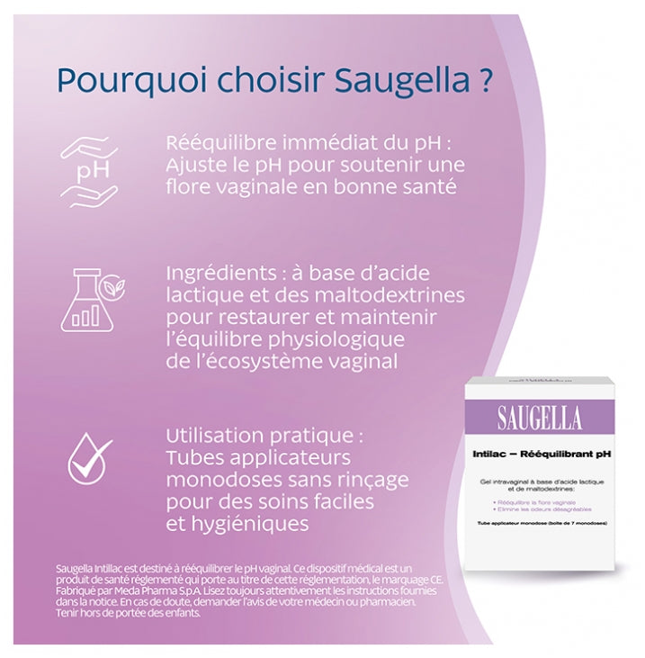 Saugella Intilac Intilacrebalancing Ph 7 Single Doses Rééquilibrant pH 7 Monodoses
