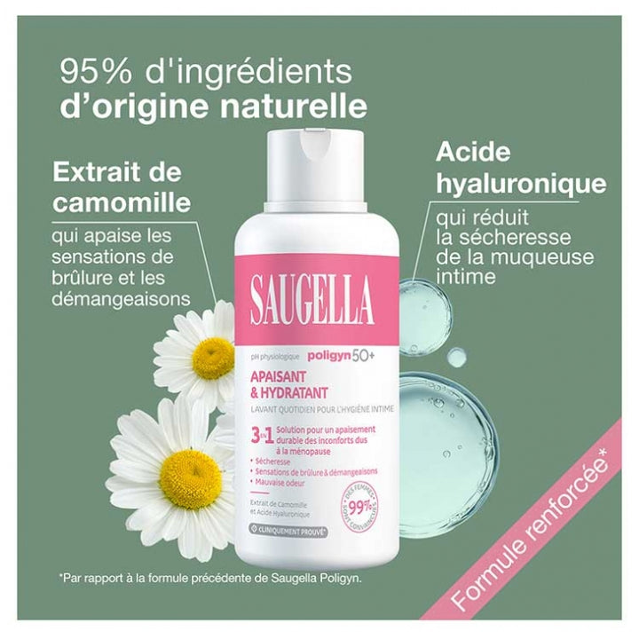Saugella Poligyn Sabonete íntimo para menopausa 50+ e mucosas frágeis 250ml