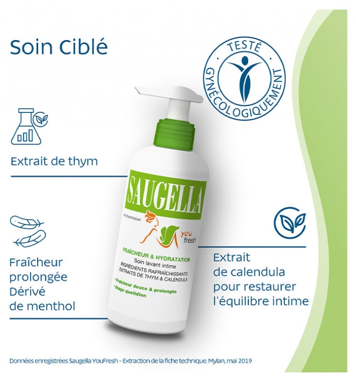 Saugella You Fresh غسول منعش للعناية الحميمة، انتعاش وترطيب 200ml