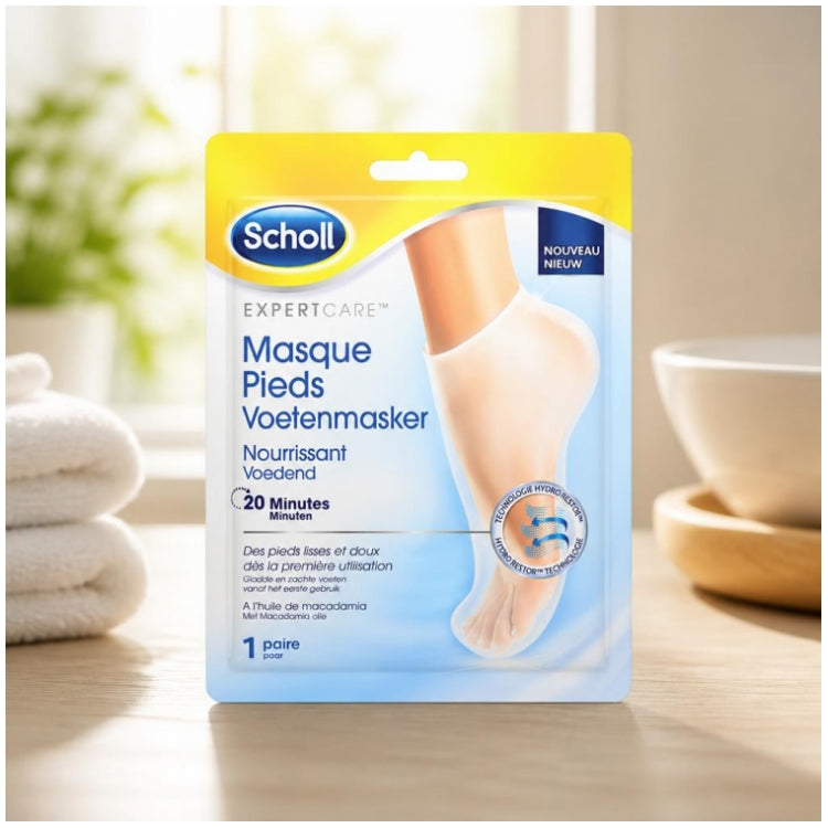 Scholl Foot Fabric Mask 1 Pair Nourishing à l'Huile de Macadamia 1 Paire